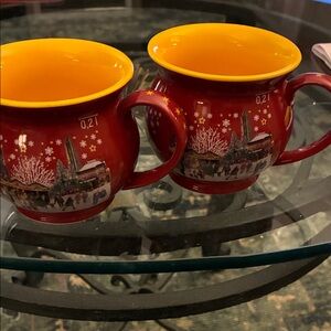 Christkindlmarket Festive Red and Yellow Ceramic Mugs